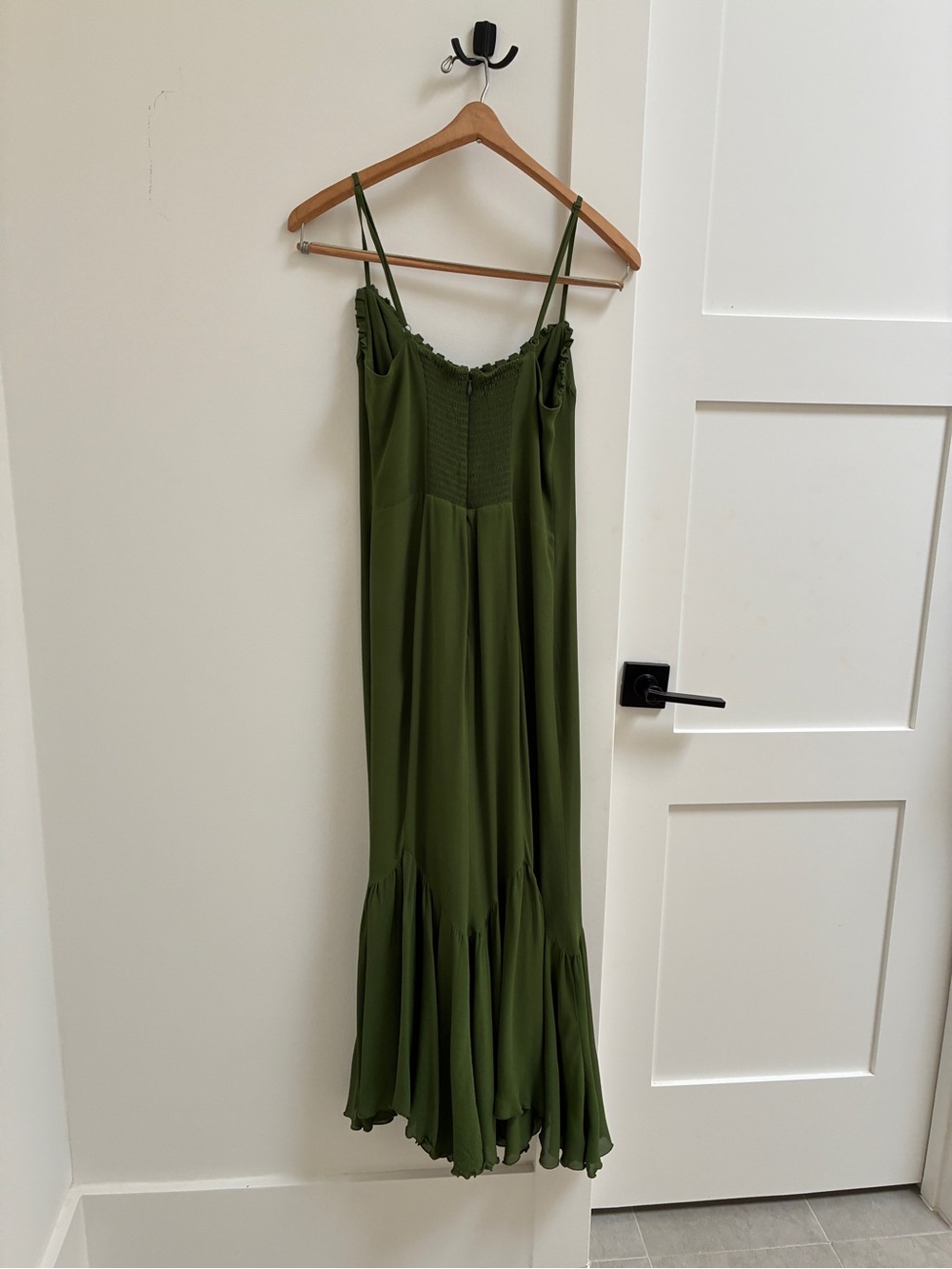 Reformation Olive Green Pleated-Hem Midi Dress - Picture 5 of 6